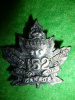 152nd Battalion (Weyburn, Saskatchewan) Officer's Silver Collar Badge